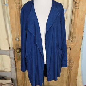 H&M Women's Blue Lightweight Draped Open Front Blazer Cardigan In Size 12